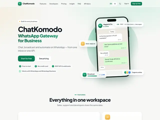 ChatKomodo homepage screenshot