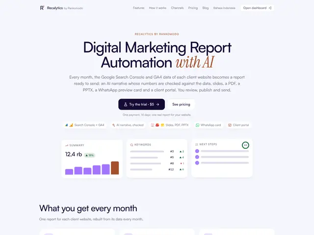 Recalytics homepage screenshot