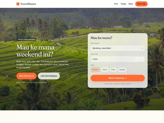 TravelMaster homepage screenshot